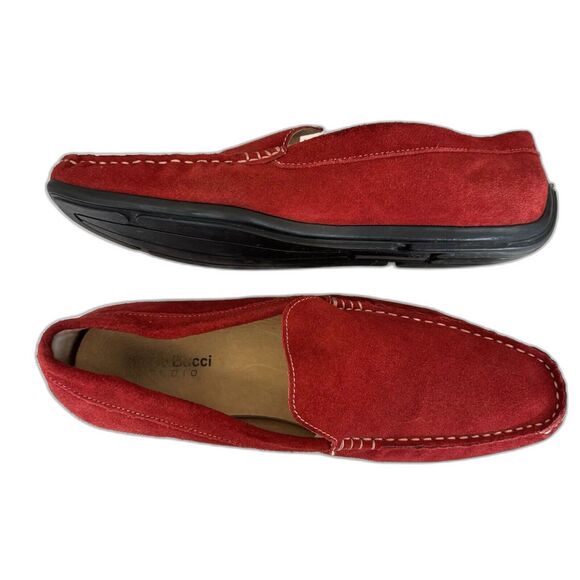 Bacco Bucci Studio Red Suede Driving Moccasin Loafer Men’s 10.5 Casual Designer - Picture 2 of 10